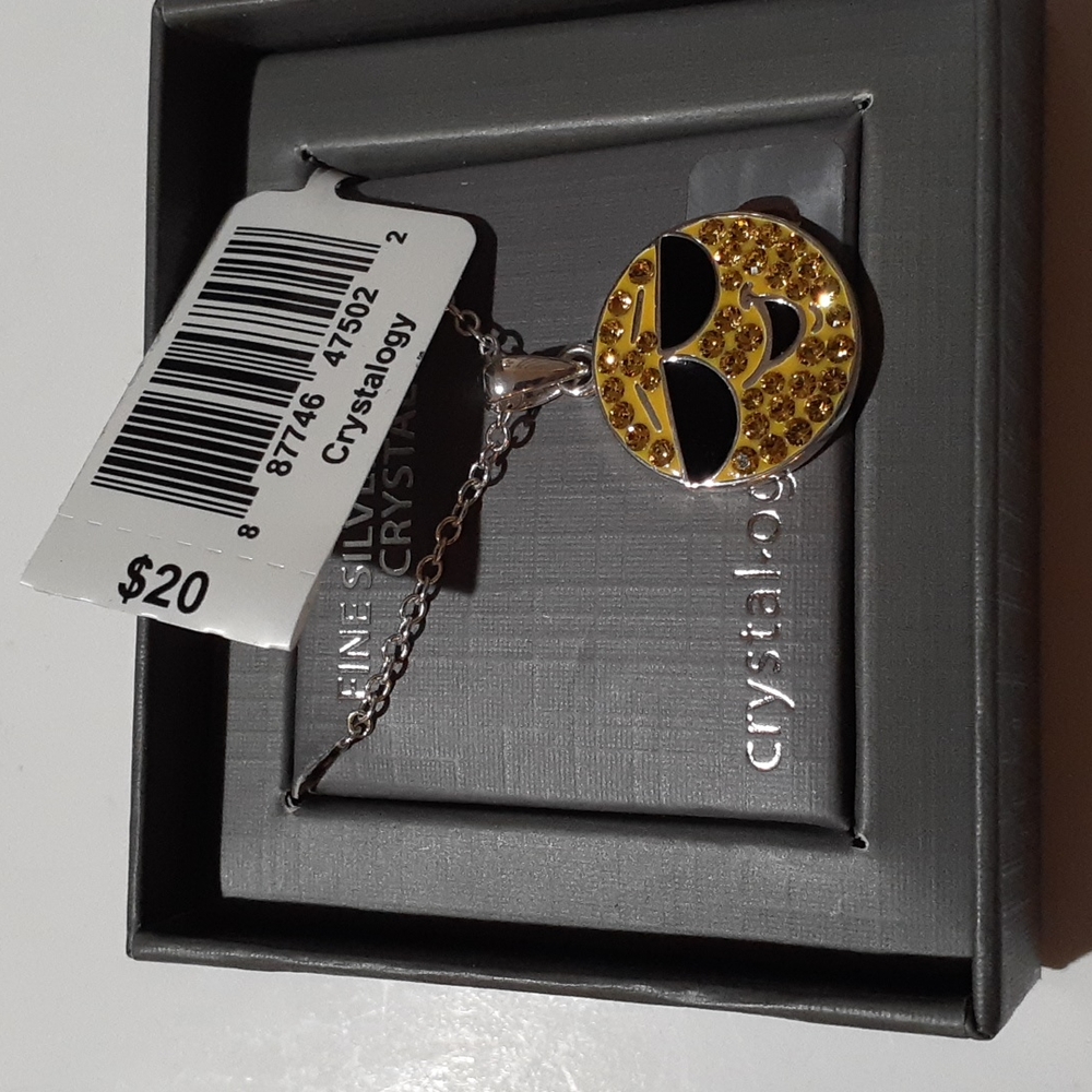 Crystal-ogy Fine Silver Plated Sunglass Sun Pendant Necklace